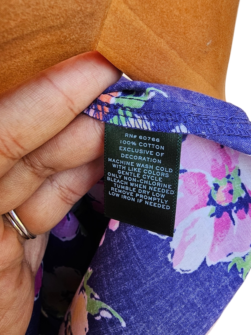 NWT Lauren Ralph Lauren Purple Floral Button Down Sleepwear Top (Only) Size M - Picture 8 of 9